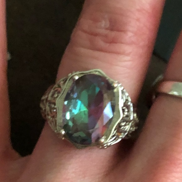 Silver mystic fire topaz ring size 8 - Picture 2 of 4